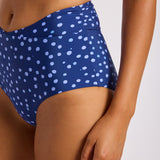 Dolce Dots Ruched Band High Waist Bikini Pant - Classic Navy