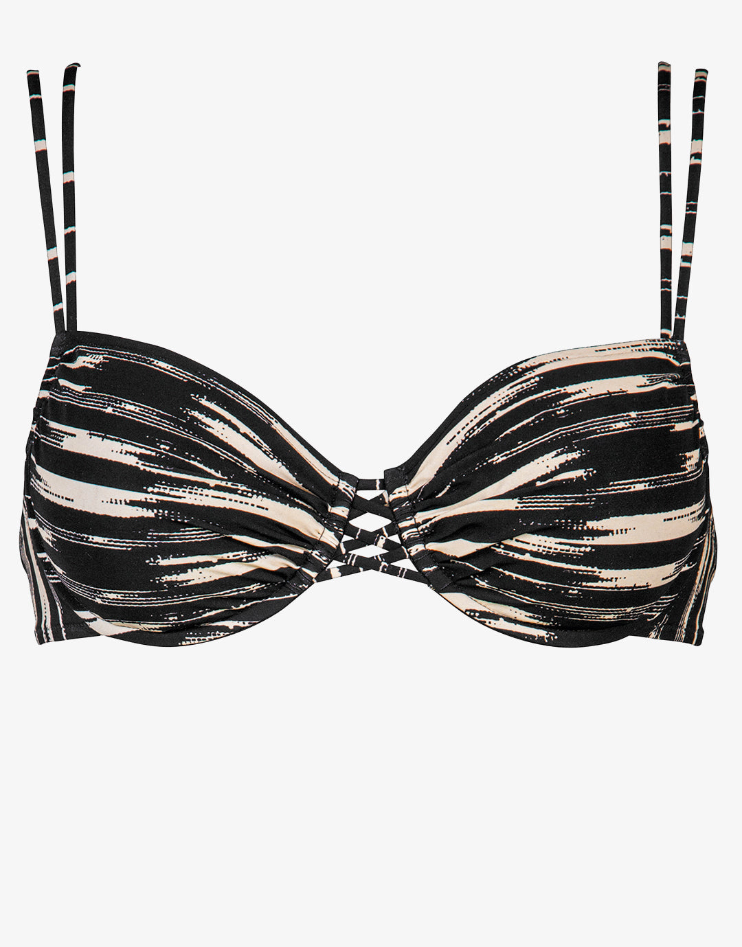 Expedition Underwired Bikini Top - Black and Cream - Simply Beach UK