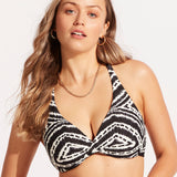 Zanzibar Wrap Front F Cup Bikini Top - Black - Simply Beach UK