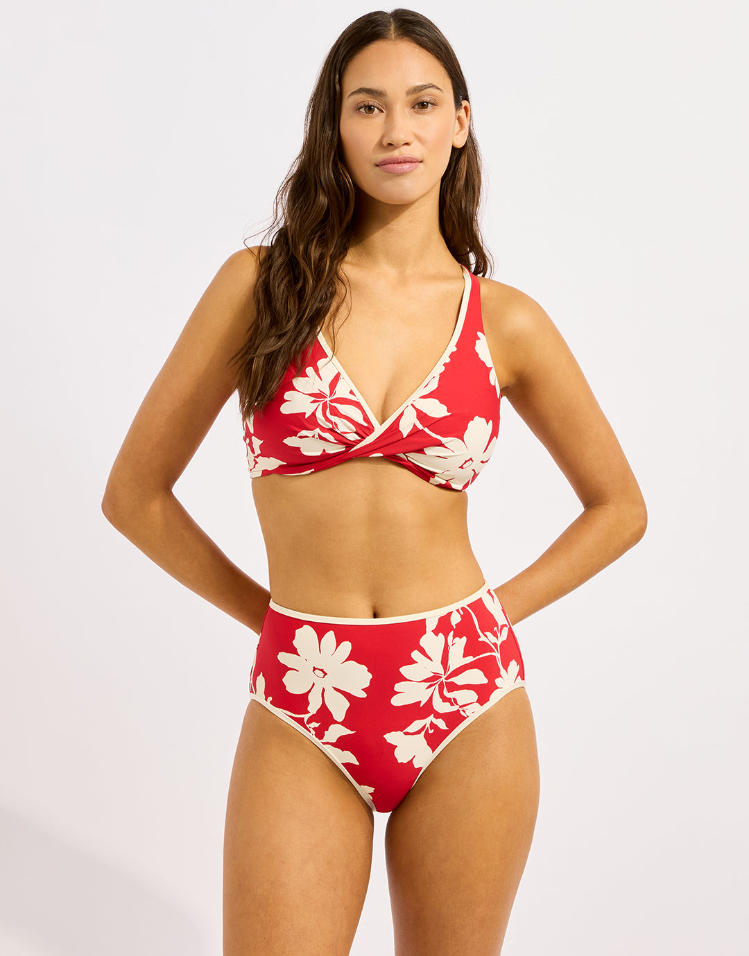 Seafolly Mayflower High Waisted Bikini Pant - Cosmo Red - Simply Beach UK