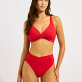 Collective High Waist Wrap Front Bikini Pant - Cosmo Red