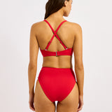 Collective High Waist Wrap Front Bikini Pant - Cosmo Red