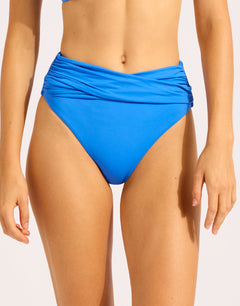 Collective High Waist Wrap Front Bikini Pant - Sapphire - Simply Beach UK