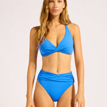 Collective High Waist Wrap Front Bikini Pant - Sapphire - Simply Beach UK