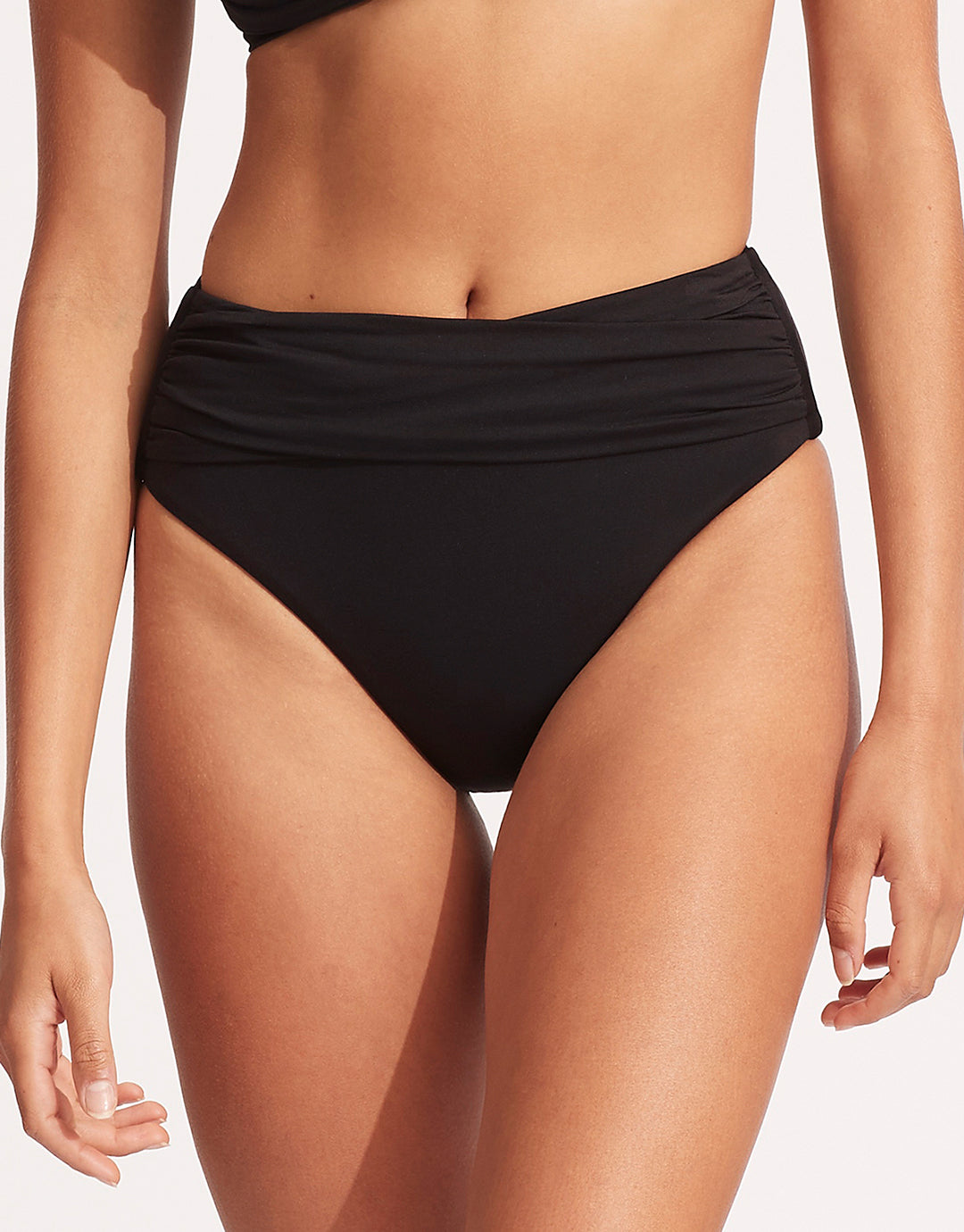 Collective High Waist Wrap Front Bikini Pant - Black - Simply Beach UK