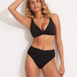 Collective High Waist Wrap Front Bikini Pant - Black - Simply Beach UK