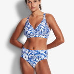 Modern Marina Wide Side Retro Bikini Pant - Blue - Simply Beach UK