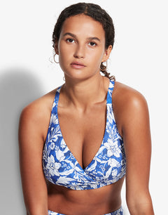 Modern Marina F Cup Cross Front Bra Bikini - Blue - Simply Beach UK