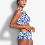 Modern Marina Wide Side Retro Bikini Pant - Blue - Simply Beach UK