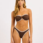 Beach Bound Ring Front Bandeau Bikini Top - Dark Chocolate - Simply Beach UK