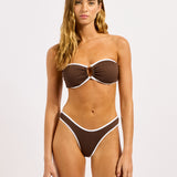 Beach Bound Ring Front Bandeau Bikini Top - Dark Chocolate - Simply Beach UK