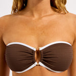 Beach Bound Ring Front Bandeau Bikini Top - Dark Chocolate - Simply Beach UK