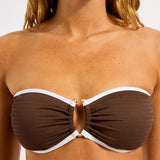 Beach Bound Ring Front Bandeau Bikini Top - Dark Chocolate - Simply Beach UK
