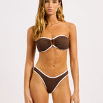 Beach Bound Scoop High Cut Rio Bikini Pant - Dark Chocolate - Simply Beach UK