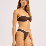 Beach Bound Ring Front Bandeau Bikini Top - Dark Chocolate - Simply Beach UK