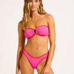Beach Bound Ring Front Bandeau Bikini Top - Hot Pink Flame - Simply Beach UK