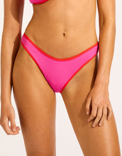 Beach Bound Scoop High Cut Rio Bikini Pant - Hot Pink Flame - Simply Beach UK