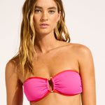 Beach Bound Ring Front Bandeau Bikini Top - Hot Pink Flame - Simply Beach UK