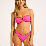 Beach Bound Ring Front Bandeau Bikini Top - Hot Pink Flame - Simply Beach UK