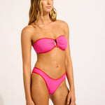 Beach Bound Ring Front Bandeau Bikini Top - Hot Pink Flame - Simply Beach UK