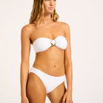 Luna Ring Front Bandeau Bikini Top - White - Simply Beach UK