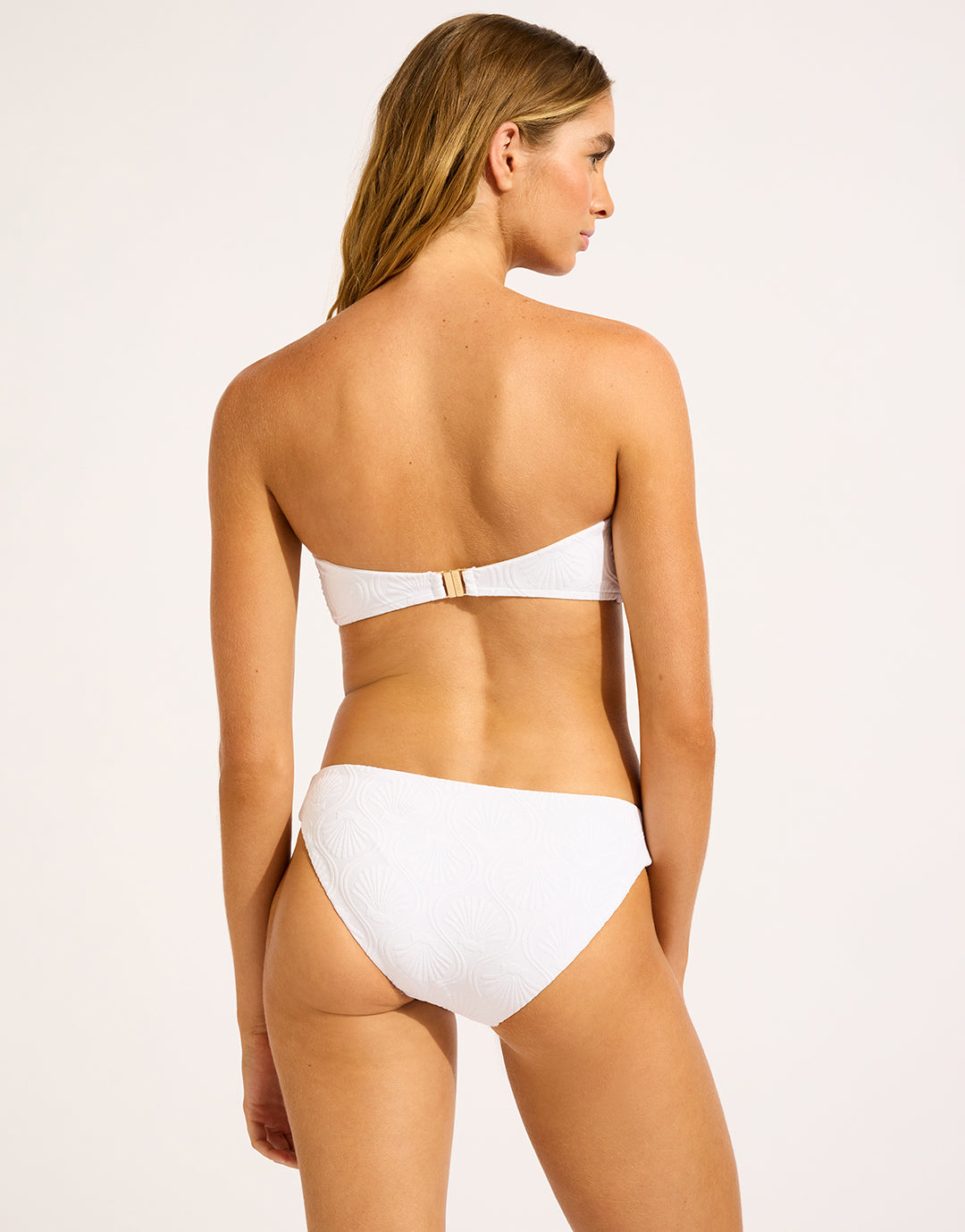 Luna Ring Front Bandeau Bikini Top - White - Simply Beach UK
