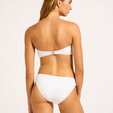 Luna Ring Front Bandeau Bikini Top - White - Simply Beach UK