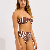 Seafolly Coastline Ring Front Bandeau Bikini Top - Cocoa - Simply Beach UK