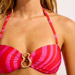 Coastline Ring Front Bandeau Bikini Top - Flame - Simply Beach UK