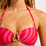 Coastline Ring Front Bandeau Bikini Top - Flame - Simply Beach UK