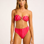Coastline Ring Front Bandeau Bikini Top - Flame - Simply Beach UK