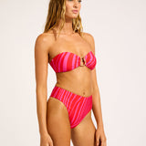 Coastline Ring Front Bandeau Bikini Top - Flame - Simply Beach UK