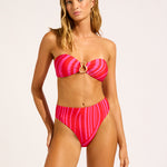 Coastline Ring Front Bandeau Bikini Top - Flame - Simply Beach UK
