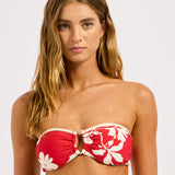 Seafolly Mayflower Ring Front Bandeau Bikini Top - Cosmo Red - Simply Beach UK