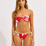 Seafolly Mayflower Ring Front Bandeau Bikini Top - Cosmo Red - Simply Beach UK