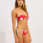 Seafolly Mayflower Ring Front Bandeau Bikini Top - Cosmo Red - Simply Beach UK