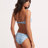 Amalfi Check Trim Hipster Bikini Pant - Amalfi Blue - Simply Beach UK