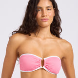 Seafolly Beach Bound Ring Front Bandeau Bikini Top - Begonia Pink - Simply Beach UK