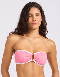 Seafolly Beach Bound Ring Front Bandeau Bikini Top - Begonia Pink - Simply Beach UK