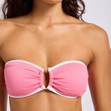 Seafolly Beach Bound Ring Front Bandeau Bikini Top - Begonia Pink - Simply Beach UK