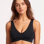 Collective V Neck Tank Bikini Top - Black - Simply Beach UK