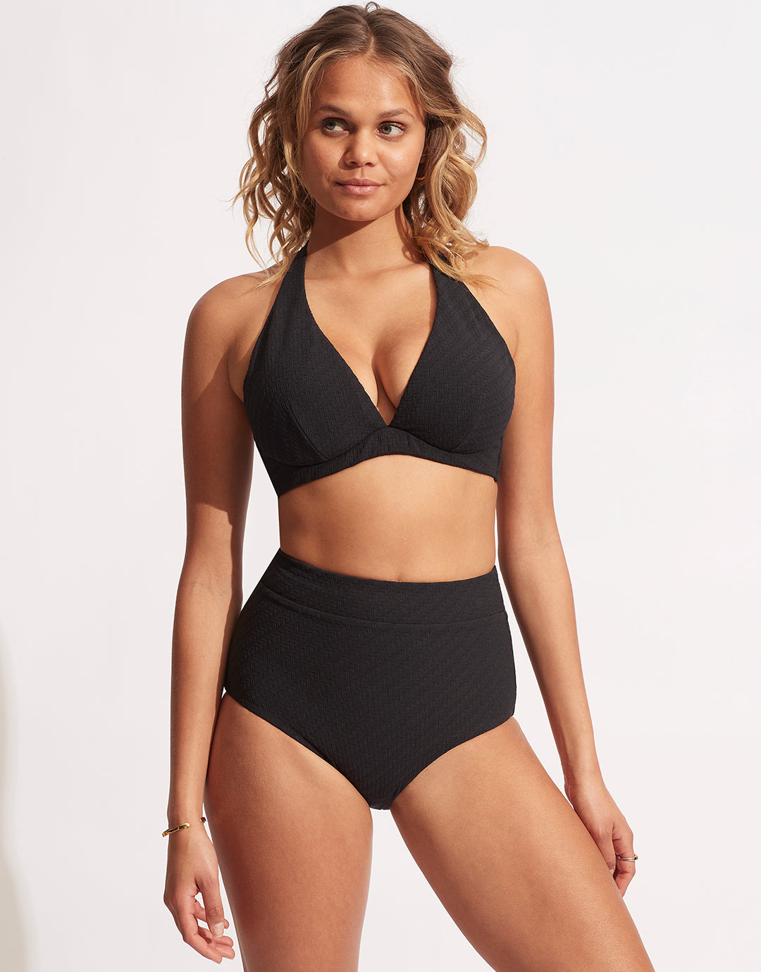 Willow DD Fixed Tri Bikini Top - Black - Simply Beach UK