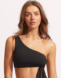 Collective One Shoulder Bikini Top - Black - Simply Beach UK