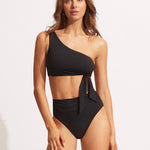 Collective One Shoulder Bikini Top - Black - Simply Beach UK
