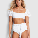 Costa Bella High Waisted Bikini Pant -  White - Simply Beach UK