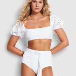 Costa Bella High Waisted Bikini Pant -  White - Simply Beach UK