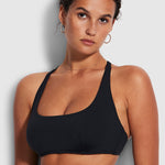 Collective DD Scoop Neck Halter Bikini Top - Black - Simply Beach UK