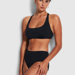 Collective DD Scoop Neck Halter Bikini Top - Black - Simply Beach UK