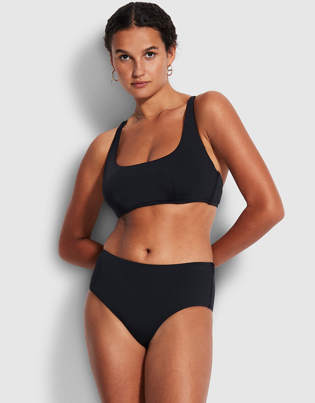 Collective DD Scoop Neck Halter Bikini Top - Black - Simply Beach UK