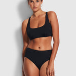 Collective DD Scoop Neck Halter Bikini Top - Black - Simply Beach UK